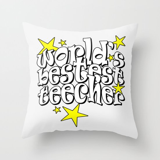 World's Bestest Teecher Digital Print Throw Pillow