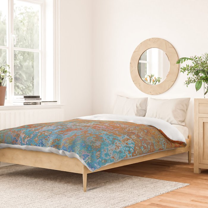 Vintage Rust, Terracotta and Blue Duvet Cover by Megan Morris