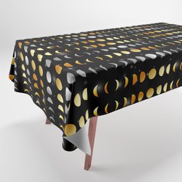 Celestial Moon phases and stars in silver and gold Tablecloth