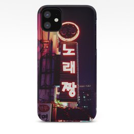 Red Retro Neon Sign in Seoul iPhone Case