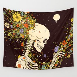 Romantic Skull Tapestry Art Wall Hanging Printed Bedspread Throw Room Home Decor 