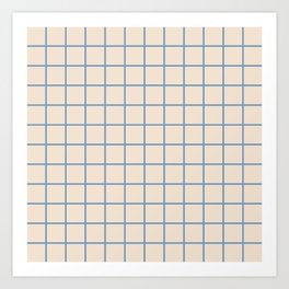 Grid Pattern Blue and Beige Art Print