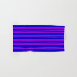 [ Thumbnail: Dark Violet and Blue Colored Lines Pattern Hand & Bath Towel ]