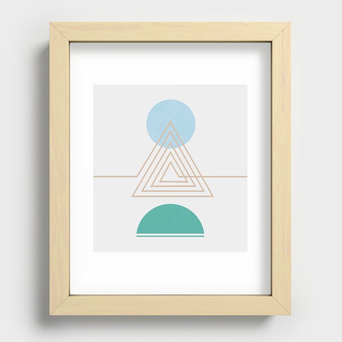 Abstraction_NEW_TRIANGLE_MOUNTAINS_SUN_POP_ART_0207A Recessed Framed Print