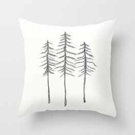 Pine Trees Pen and Ink Illustration Throw Pillow