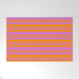 [ Thumbnail: Dark Orange and Orchid Colored Lines Pattern Welcome Mat ]