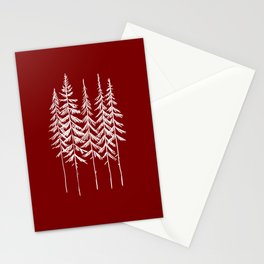 Five Trees (Red and White) Stationery Cards