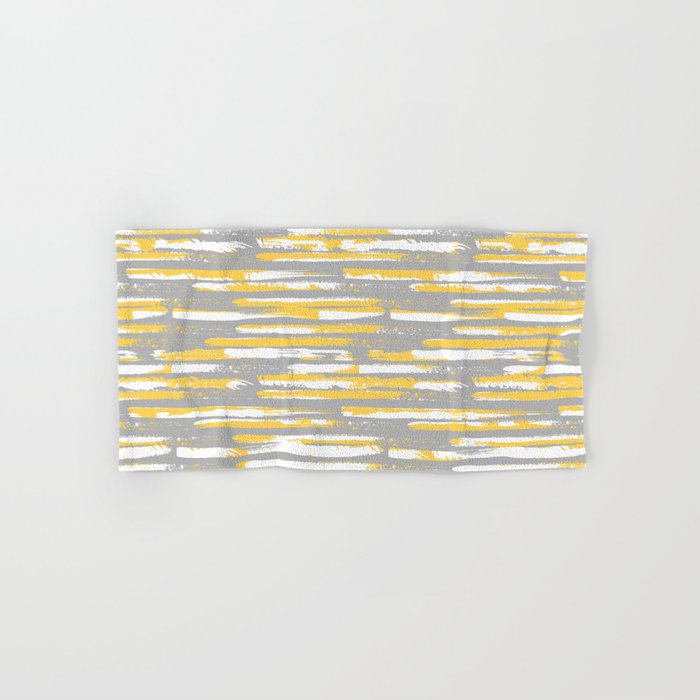 Colorful Stripes, Abstract Art, Yellow and Gray Hand & Bath Towel