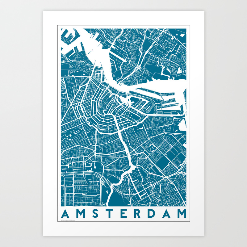 Amsterdam Map Art Print By Studiotesouro Society6
