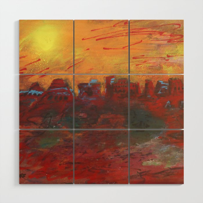 Red Sky at Night Wood Wall Art