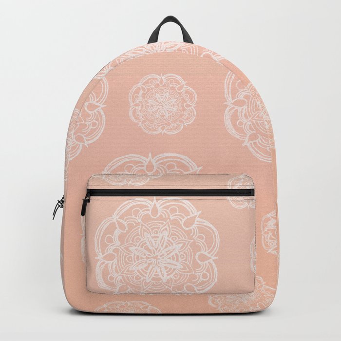 Peach Blush Romantic Flower Mandala Pattern #3 #decor #art #society6 Backpack