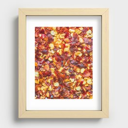 Red Hot Pepper Chili Flakes, Spicy Food Photograph Pattern Recessed Framed Print