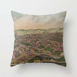 Vintage Pictorial Map of York PA (1879) Throw Pillow