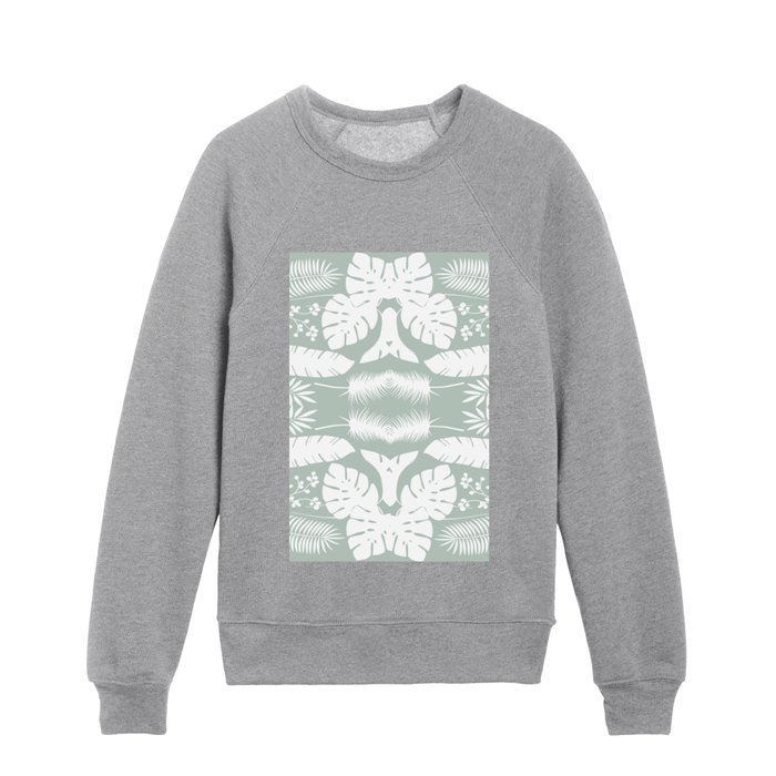 Gray and White Seamless Pattern Kids Crewneck