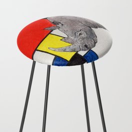 Friendship with Birds and Abstract Painters II - Piet Mondrian Counter Stool