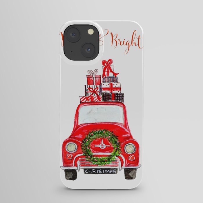 Red Christmas Car - white  iPhone Case