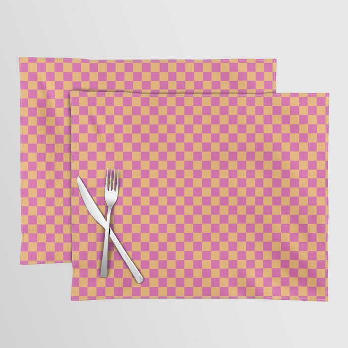 Orange and Pink colorful checkerboard pattern background Placemat