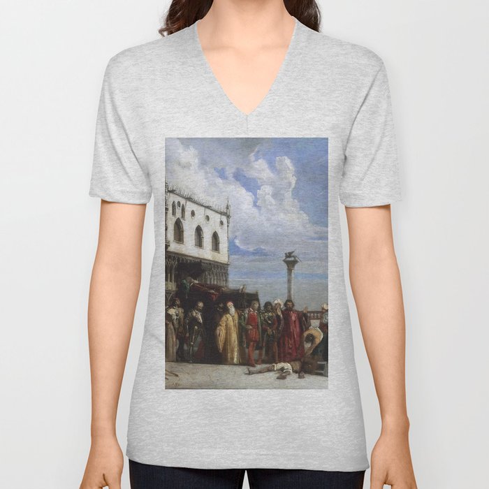 Alexandre-Jean-Baptiste Hesse, French, 1806-1879  The Funerary Honors Rendered to Titian V Neck T Shirt