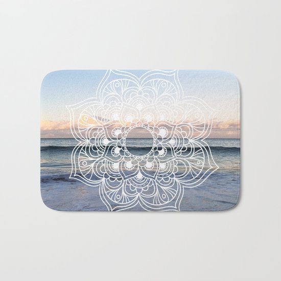 Flower shell mandala - shoreline Bath Mat
