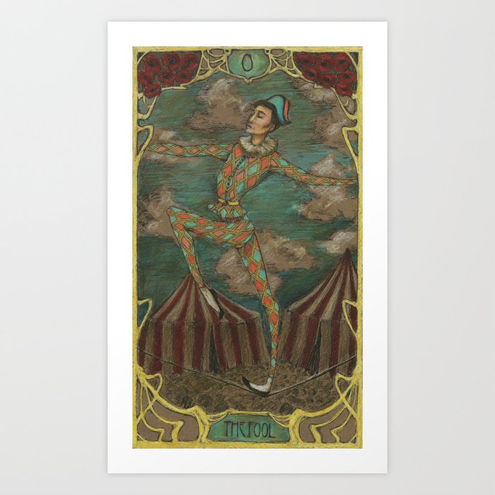 Ephemeral Art Nouveau Tarot The Fool Art Print By Sarakdunn