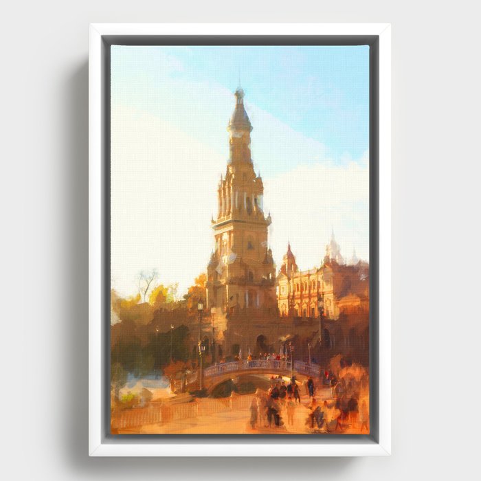 Plaza de Espana, Seville Framed Canvas