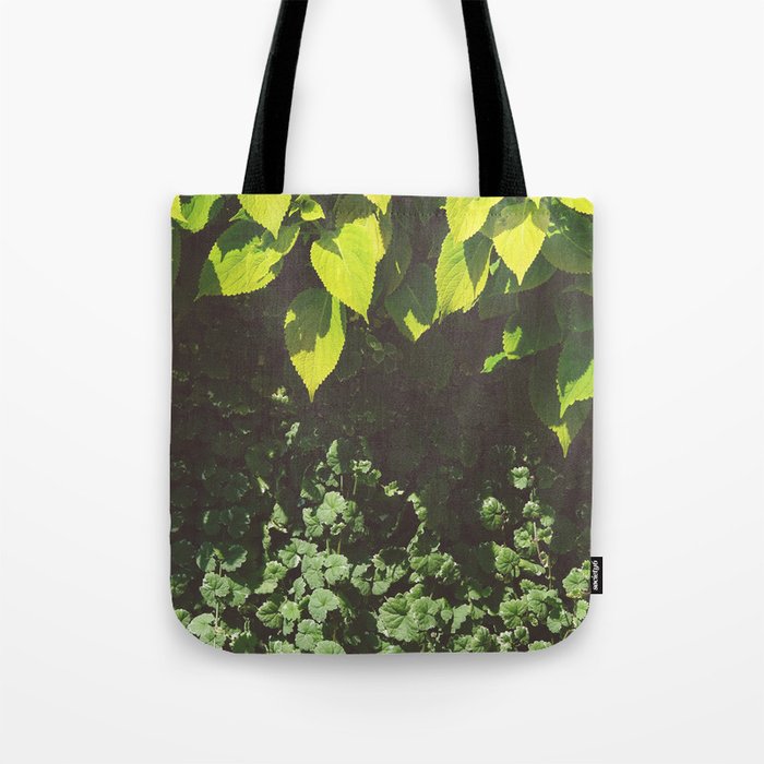 Sunlit Green Leaves and Dense Foliage Nature Photography Tote Bag