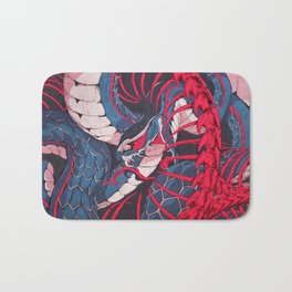 Ouroboros Bath Mat | Red, Skeleton, Neo, Aesthetic, Rebirth, Curated, Tokyo, Ouroboros, Serpent, Drawing 