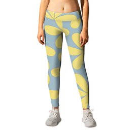 Yellow floral pattern on blue II Leggings