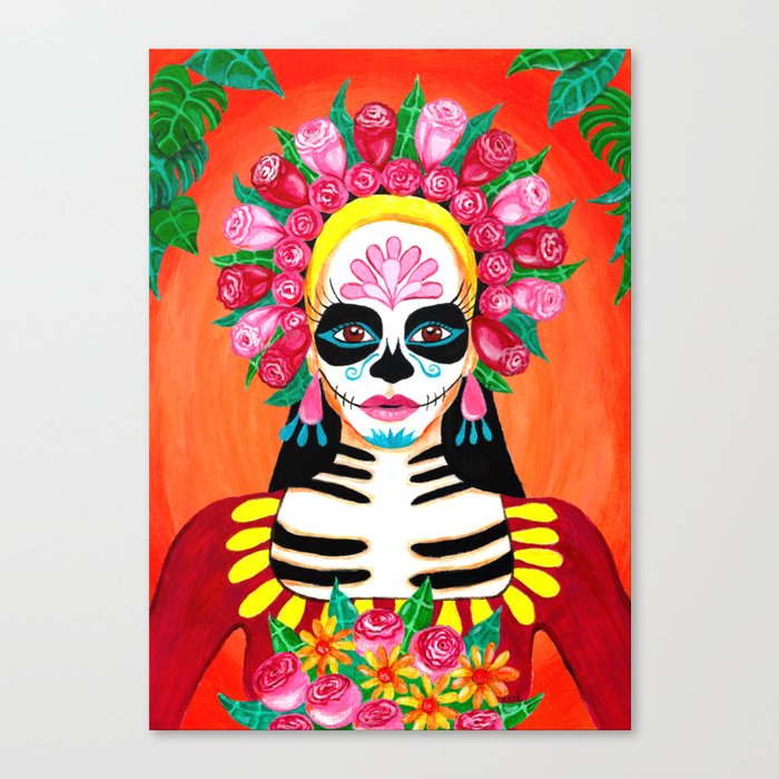 Sugar Skull Girl La Calavera Catrina Canvas Print By Ilylilyart