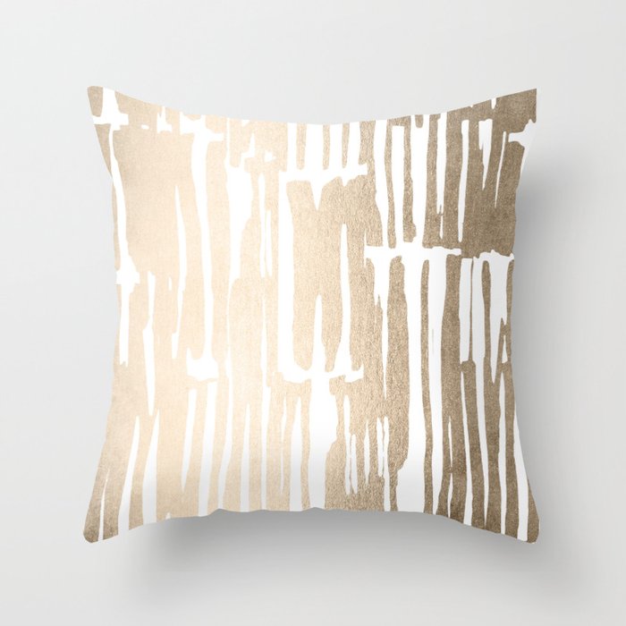 White Gold Sands Bamboo Stripes Throw Pillow