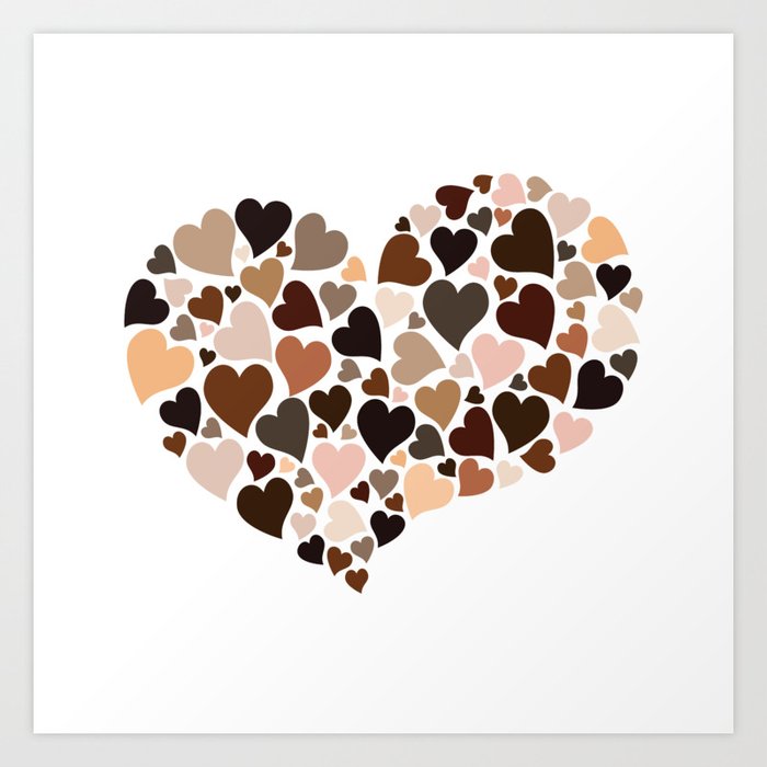 Diversity Hearts Skin Tones Humanity's Colors Love  Everyone Art Print