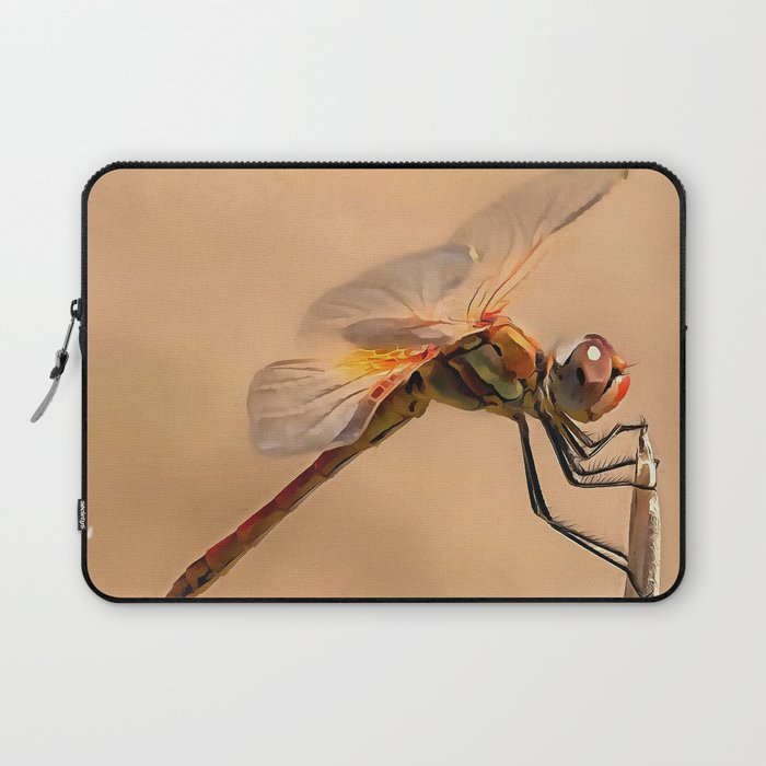 Painted Dragonfly Isolated Against Ecru Laptop Sleeve