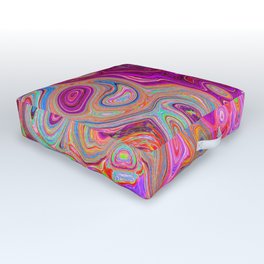 Trippy Abstract Cool Magenta Rainbow Colors Retro Art Outdoor Floor Cushion