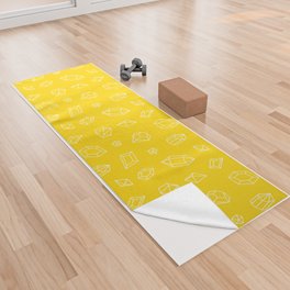 Yellow and White Gems Pattern Yoga Towel