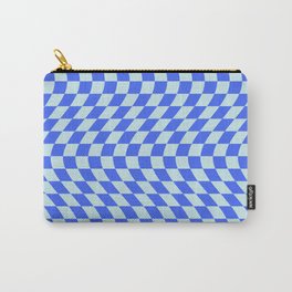 Ultramarine Summer Wavy Checkered Pattern Carry-All Pouch