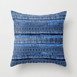 Cool Blue Jeans Denim Patchwork Design Throw Pillow