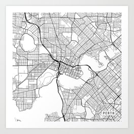 perth map australia white art print