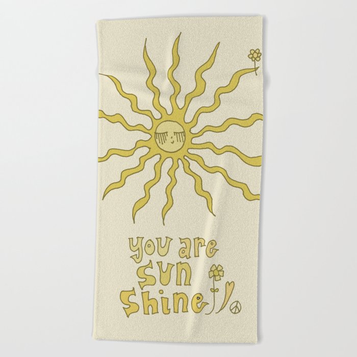 you are sunshine // retro art by surfy birdy Beach Towel