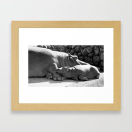 Mom and Baby Hippos Framed Art Print