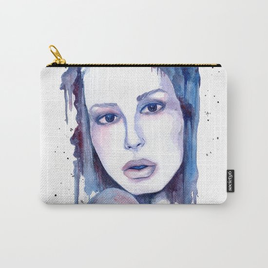 Watercolor - Woman in blue Carry-All Pouch