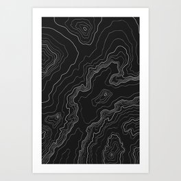 Black & White Topography map Art Print