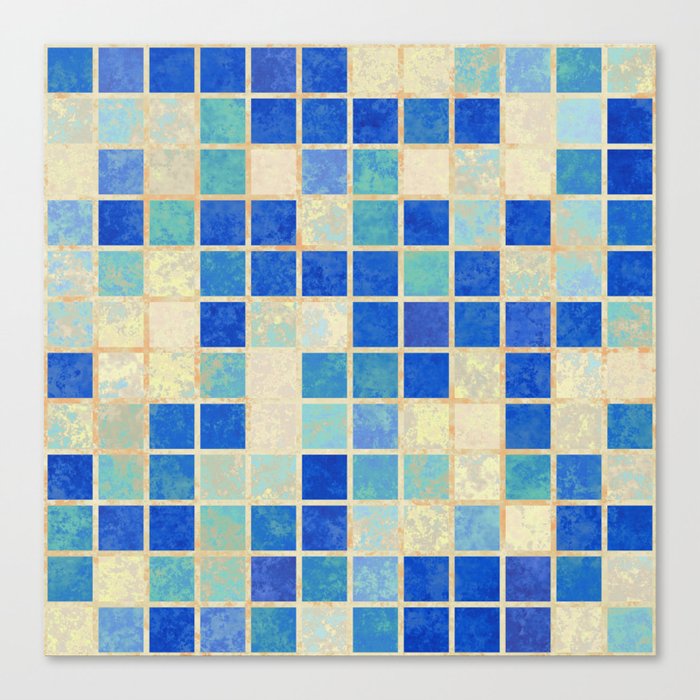 Textured Blue Tiles Canvas Print