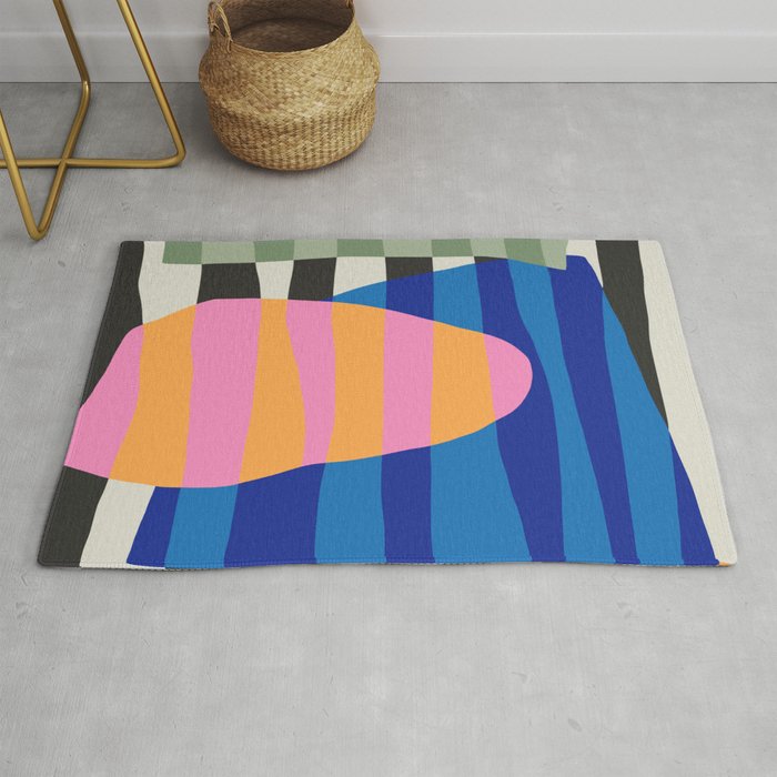 Striped shape cut out collage 2 Rug