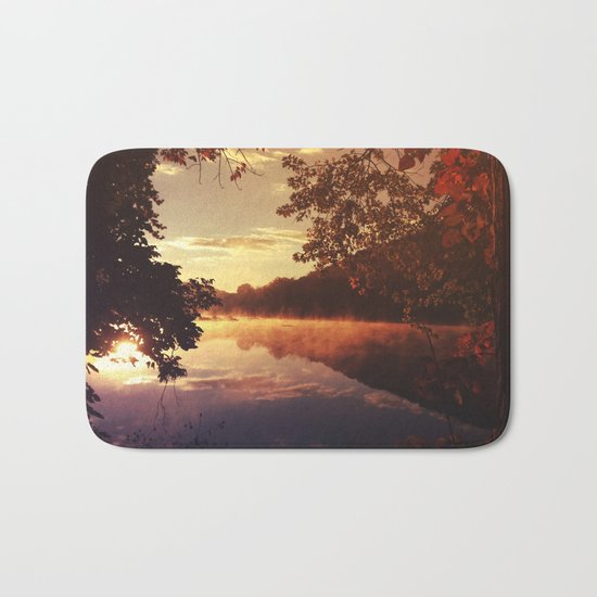 Early morningsun- Forest Sun Lake Trees Bath Mat