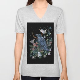Moon Raven  V Neck T Shirt