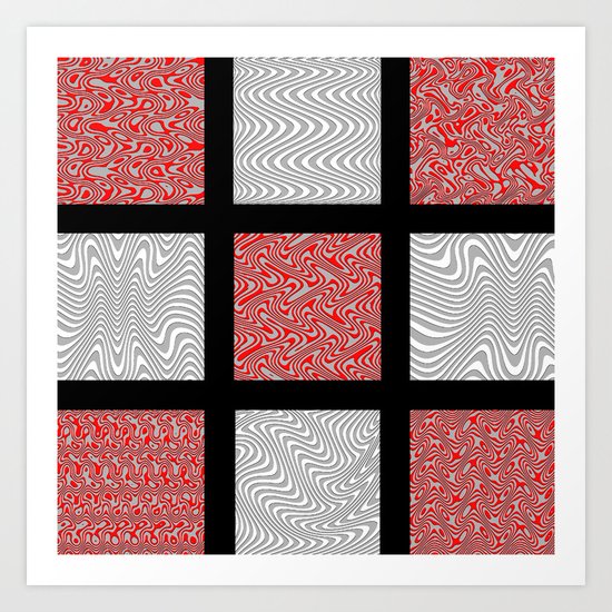 Red and Gray Waves Art Print