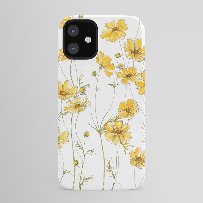 Yellow Cosmos Flowers Water Bottle by Jessica Rose