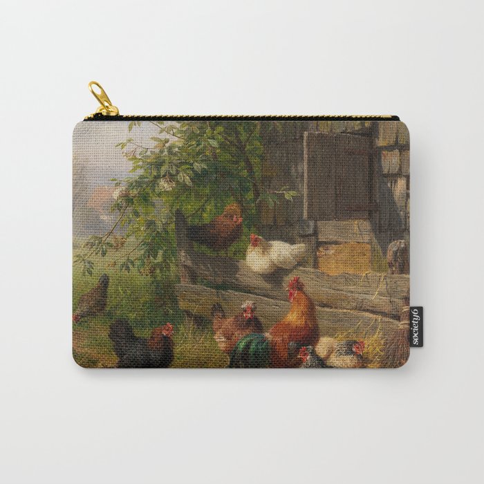 Chickens & Roosters on Farmland Art Carry-All Pouch