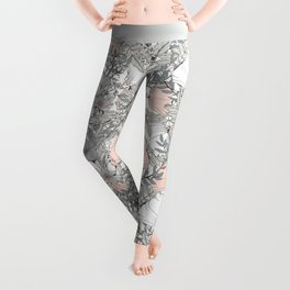 Seamless pattern design with hand drawn flowers and floral elements Leggings