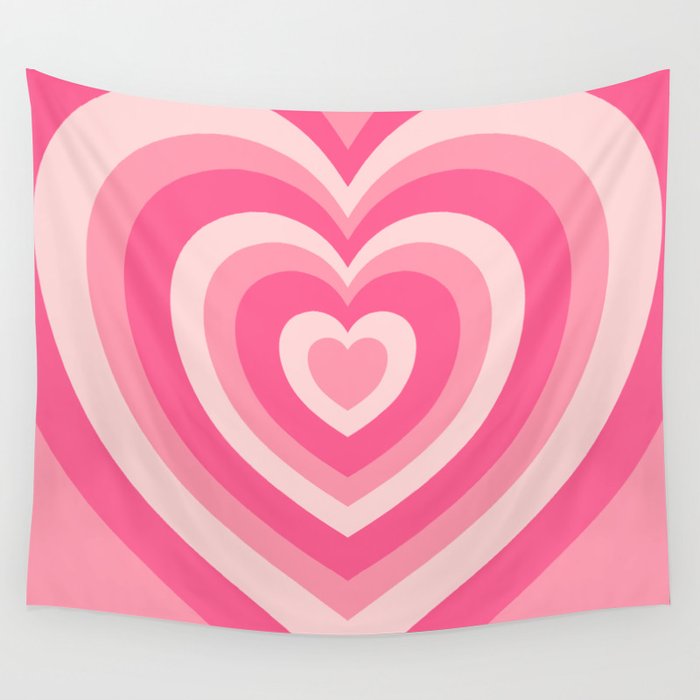 Hypnotic Pink Hearts Wall Tapestry